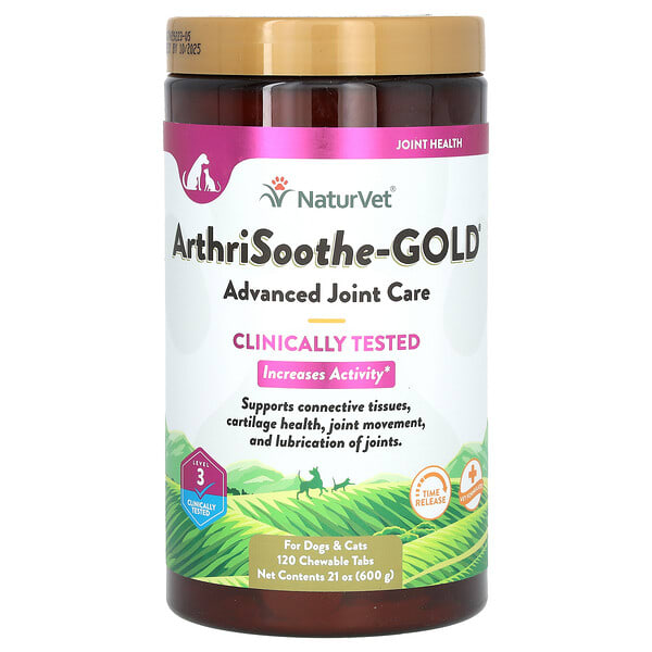 vet03494_v_43.jpg ArthriSoothe-GOLD, улучшенный уход, уровень 3, 120 жевательных таблеток, 21 унц. (600 г) — NaturVet