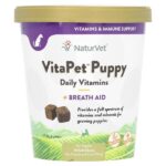 VitaPet Puppy, ежедневные витамины и облегчение дыхания, для щенков, 70 жевательных таблеток, 154 г (5,4 унции) — NaturVet