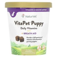 VitaPet Puppy, ежедневные витамины и облегчение дыхания, для щенков, 70 жевательных таблеток, 154 г (5,4 унции) — NaturVet