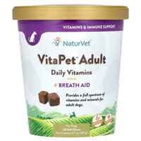 VitaPet Adult, ежедневные витамины и помощь при дыхании, для собак, 60 жевательных таблеток, 180 г (6,3 унции) — NaturVet