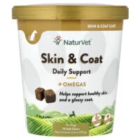 Skin & Co., ежедневная поддержка с омега-кислотами, для собак, 70 жевательных таблеток, 154 г (5,4 унции) — NaturVet
