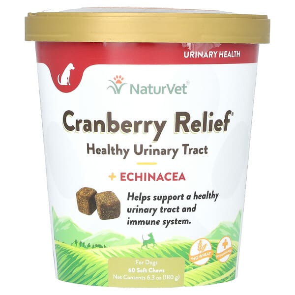 vet03696_v_44.jpg Cranberry Relief, добавка для здоровья мочевыводящих путей и эхинацеи, для собак, 60 жевательных таблеток, 180 г (6,3 унции) — NaturVet