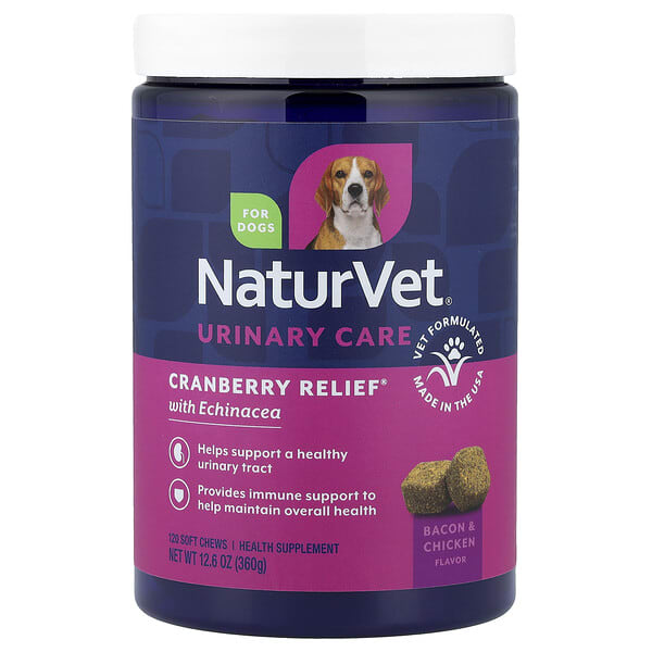 vet03704_v_56.jpg Cranberry Relief® с эхинацеей, для собак, бекон и курица, 120 жевательных таблеток, 360 г (12,6 унции) — NaturVet