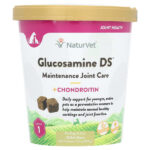 Glucosamine DS, уход за суставами, хондроитин, для собак и кошек, уровень 1, 70 жевательных таблеток, 154 г (5,4 унции) — NaturVet