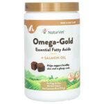 Omega-Gold незаменимые жирные кислоты и лососевый жир, для собак и кошек, 180 жевательных таблеток, 513 г (18 унций) — NaturVet
