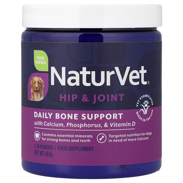 vet04820_v_40.jpg Daily Bone Support, добавка для поддержки костей бедренной кости и суставов, для собак, 453 г (1 фунт) — NaturVet