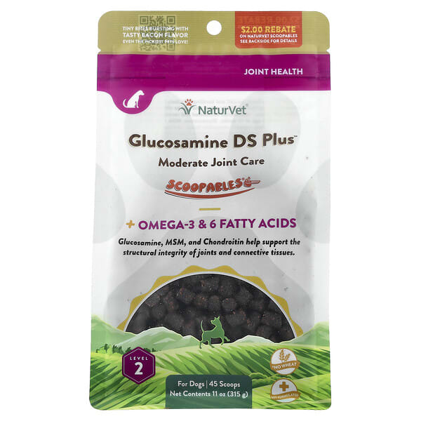 vet60540_v_6.jpg Scoopables, Glucosamine DS Plus™, умеренное количество суставов, для собак, бекон, 315 г (11 унций) — NaturVet