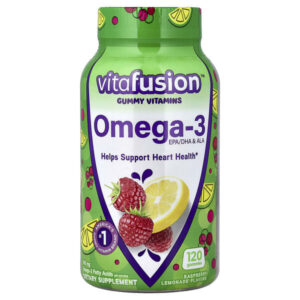 омега-3, ЭПК, ДГК и АЛК, малиновый лимонад, 120 жевательных таблеток — VitaFusion