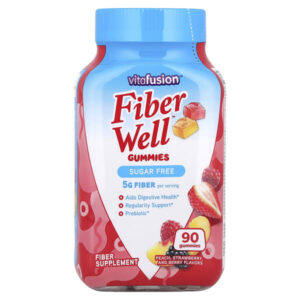 Жевательные мармеладки Fiber Well™, персик, клубника и ягоды, 90 жевательных таблеток — VitaFusion