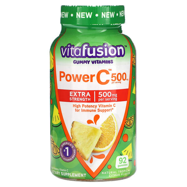vfu26009_v_8.jpg Power C, жевательные витамины, со вкусом тропических цитрусовых, 92 жевательные таблетки (125 мг в 1 жевательной таблетке) — VitaFusion