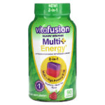 Multi + Energy, малина и черный чай, 90 жевательных таблеток — VitaFusion