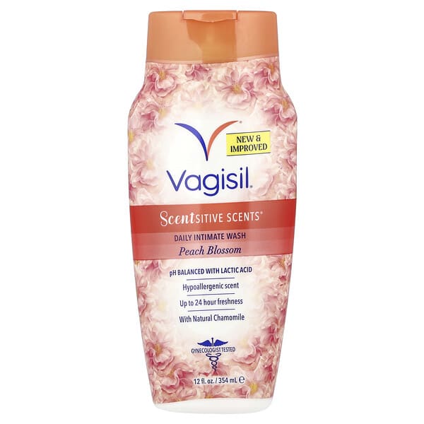 vgs06034_v_24.jpg Scentsitive Scents, ежедневное средство для интимной гигиены, цветы персика, 354 мл (12 жидк. унц.) — Vagisil