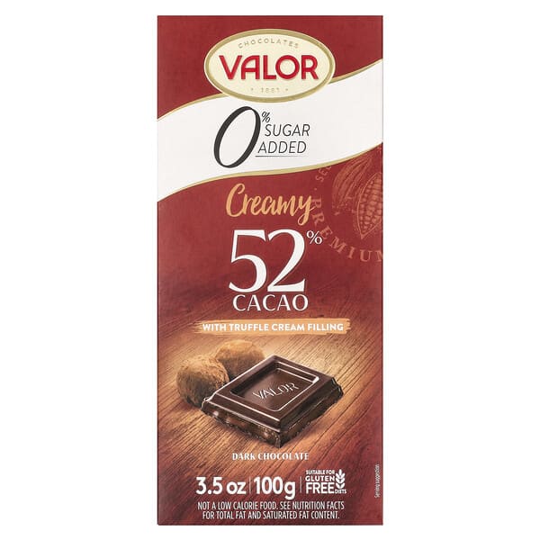 vlr02027_v_8.jpg Сливочный темный шоколад со сливочной трюфельной начинкой, 0% сахара, 100 г (3,5 унции) — Valor