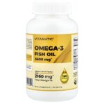 рыбий жир с омега-3, натуральный лимон, 180 мягких таблеток — Vitamatic