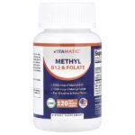 метил B12 и фолат, с ягодным вкусом, 120 быстрорастворимых таблеток — Vitamatic
