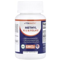 метил B12 и фолат, с ягодным вкусом, 120 быстрорастворимых таблеток — Vitamatic