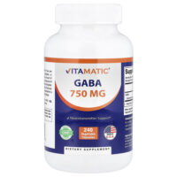 Габа, 750 мг, 240 растительных капсул — Vitamatic