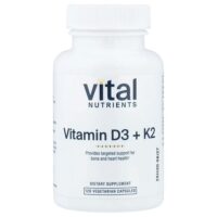 витамины D3 и К2, 120 вегетарианских капсул — Vital Nutrients