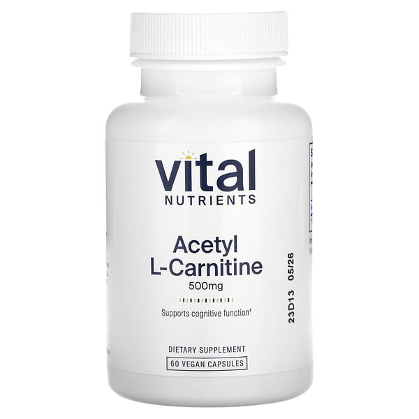 vnu11511_v_8.jpg Ацетил L-карнитин, 500 мг, 60 веганских капсул — Vital Nutrients