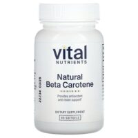 Натуральный бета-каротин, 90 мягких таблеток (7500 мкг RAE в одной капсуле) — Vital Nutrients