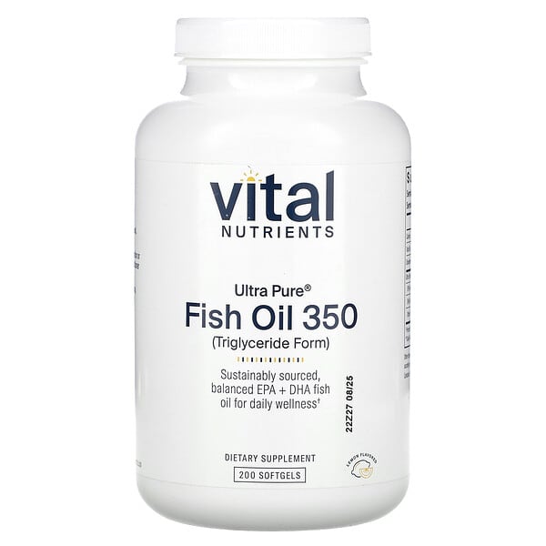 vnu41221_v_8.jpg Ultra Pure, рыбий жир 350, лимон, 200 мягких таблеток — Vital Nutrients