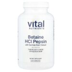 бетаин гидрохлорид пепсин с экстрактом корня горечавки, 225 капсул — Vital Nutrients