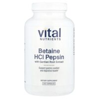 бетаин гидрохлорид пепсин с экстрактом корня горечавки, 225 капсул — Vital Nutrients