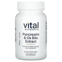 Панкреатин и экстракт бычьей желчи, 60 капсул — Vital Nutrients
