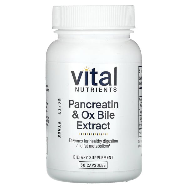 vnu43611_v_8.jpg Панкреатин и экстракт бычьей желчи, 60 капсул — Vital Nutrients