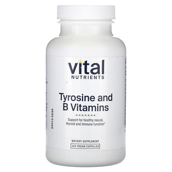 vnu50811_v_8.jpg тирозин и витамины группы B, 100 растительных капсул — Vital Nutrients
