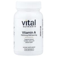 витамин A, 7500 мкг, 100 капсул — Vital Nutrients