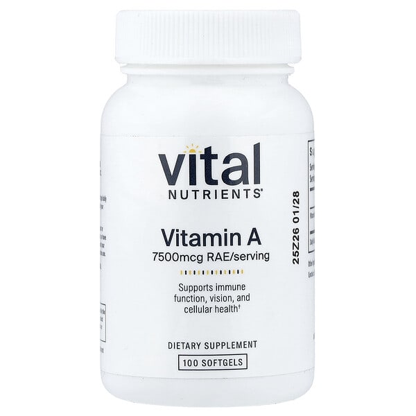 vnu51011_v_8.jpg витамин A, 7500 мкг, 100 капсул — Vital Nutrients