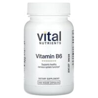 Витамин B6, 100 веганских капсул (100 мг на капсулу) — Vital Nutrients