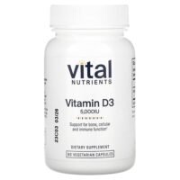 Витамин D3, 5000 МЕ, 90 вегетарианских капсул — Vital Nutrients