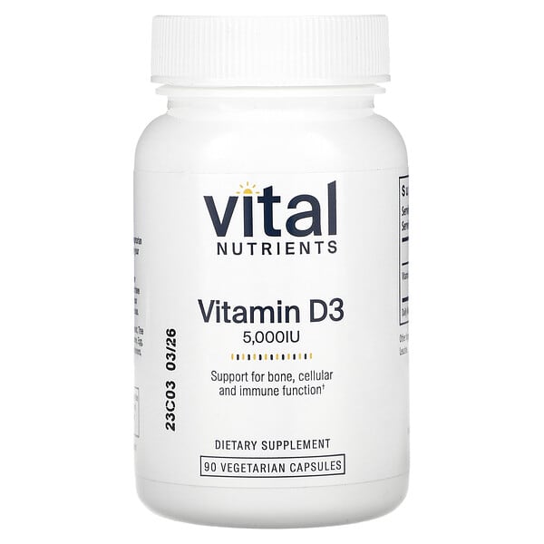 vnu53911_v_24.jpg Витамин D3, 5000 МЕ, 90 вегетарианских капсул — Vital Nutrients