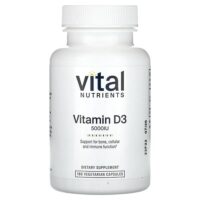 Витамин D3, 5000 МЕ, 180 вегетарианских капсул — Vital Nutrients