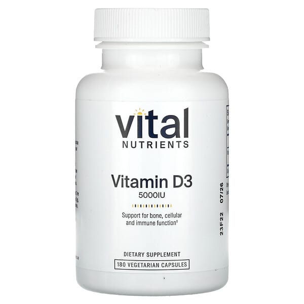 vnu53921_v_8.jpg Витамин D3, 5000 МЕ, 180 вегетарианских капсул — Vital Nutrients