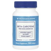 бета-каротин, 7500 мкг (25 000 МЕ), 100 мягких таблеток — The Vitamin Shoppe