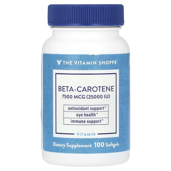 vsi01072_v_8.jpg бета-каротин, 7500 мкг (25 000 МЕ), 100 мягких таблеток — The Vitamin Shoppe