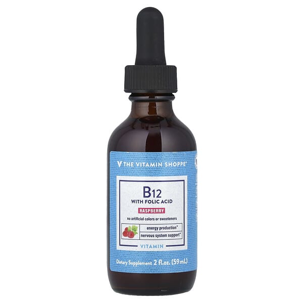 vsi01814_v_8.jpg Витамин B12 с фолиевой кислотой, малина, 59 мл (2 жидк. Унции) — The Vitamin Shoppe