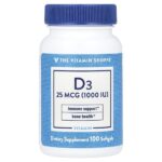 Витамин D3, 25 мкг (1000 МЕ), 100 мягких таблеток — The Vitamin Shoppe
