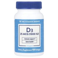 Витамин D3, 25 мкг (1000 МЕ), 100 мягких таблеток — The Vitamin Shoppe