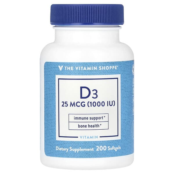 vsi02478_v_8.jpg Витамин D3, 25 мкг (1000 МЕ), 200 мягких таблеток — The Vitamin Shoppe