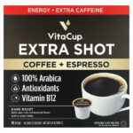 Extra Shot, кофе + эспрессо, темная обжарка, 16 капсул по 11 г (0,39 унции) — VitaCup