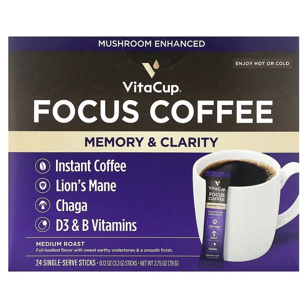 vta28837_v_14.jpg Focus растворимый кофе, средней обжарки, 24 палочки на одну порцию, по 3,3 г (0,12 унции) — VitaCup