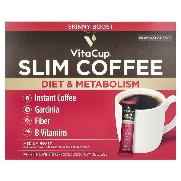 vta31607_v_24.jpg Растворимый кофе Slim Blend, средней обжарки, 24 палочки, по 3,7 г (0,13 унции) каждая — VitaCup