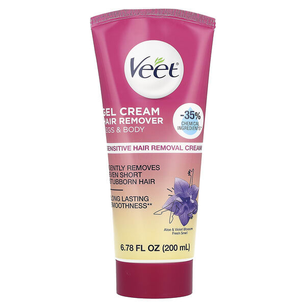 vtt82503_v_8.jpg Veet, гель-крем для депиляции для чувствительной кожи, алоэ и свежесть фиалки, 200 мл (6,78 жидк. унции)