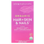 Органические волосы, кожа и ногти, 120 таблеток — Viva Naturals