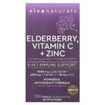 бузина, витамин C и цинк, 120 капсул — Viva Naturals