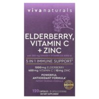 бузина, витамин C и цинк, 120 капсул — Viva Naturals